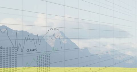 Financial growth analytics with mountain landscape