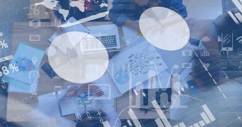 Financial Data Innovation in Modern Office with Digital Overlay - Download Free Stock Images Pikwizard.com