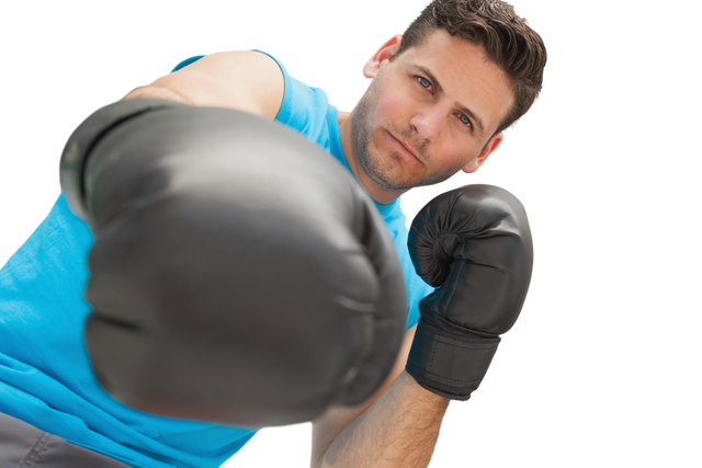 Caucasian Male Boxer Punching Forward on Transparent Background - Download Free Stock Videos Pikwizard.com