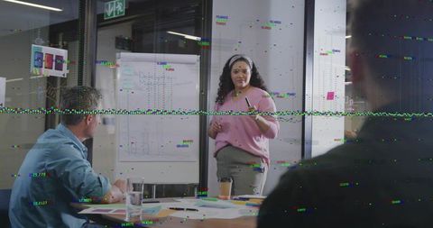 Businesswoman Leading Data Presentation Meeting at Workplace