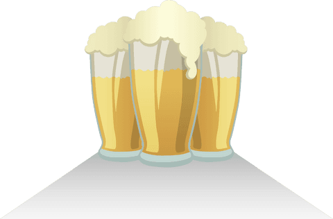 Transparent vector illustration of beer pints with frothy tops