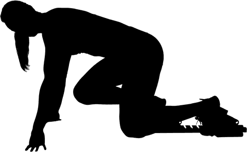 Digital silhouette of female runner on transparent background