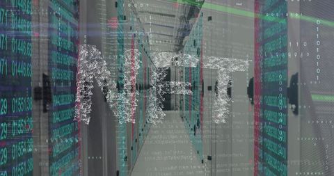 Digital Network Concept with NFT Overlay in Data Center - Download Free Stock Images Pikwizard.com