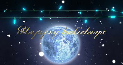 Globe with Festive Lights and Happy Holidays Text