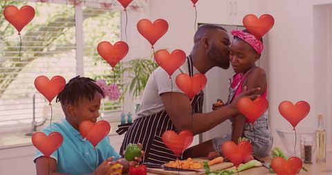 Father Spending Quality Time with Kids in Kitchen
