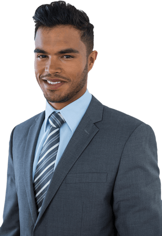 Transparent Smiling Businessman Profile in Grey Suit