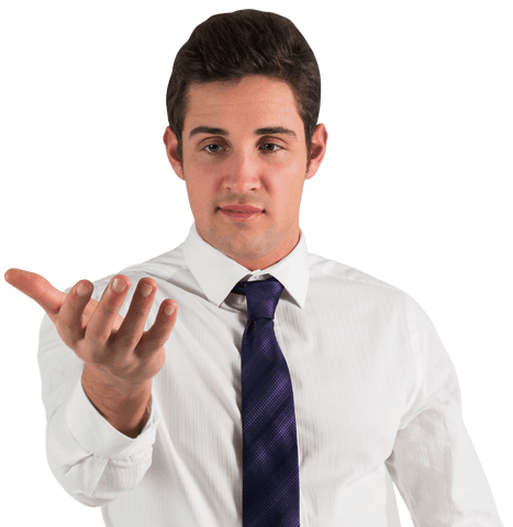 Transparent Businessman with Outstretched Hand in White Shirt - Download Free Stock Videos Pikwizard.com