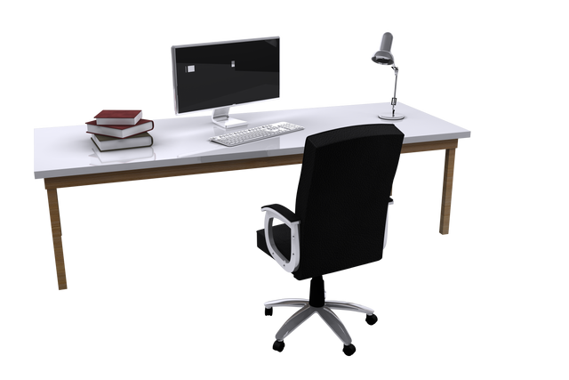 Office Desk with Computer and Books Isolated on Transparent Background - Download Free Stock Videos Pikwizard.com