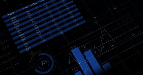 Digital Analytics and Financial Data on Blue Background - Download Free Stock Images Pikwizard.com