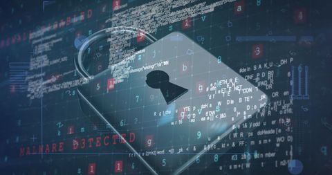 digital lock icon and malware detection in cybersecurity context - Download Free Stock Images Pikwizard.com