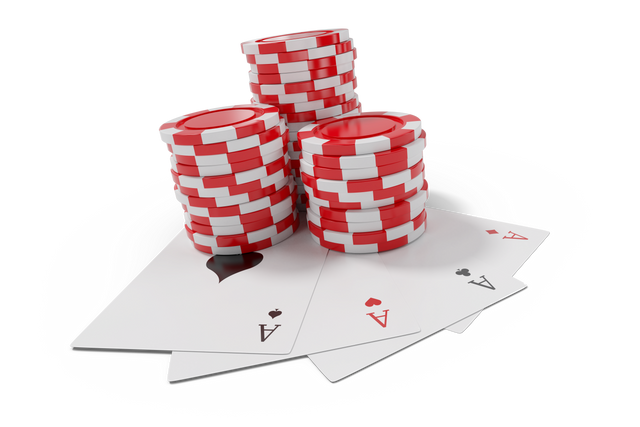 Transparent red casino tokens stacked with playing cards showing aces - Download Free Stock Videos Pikwizard.com