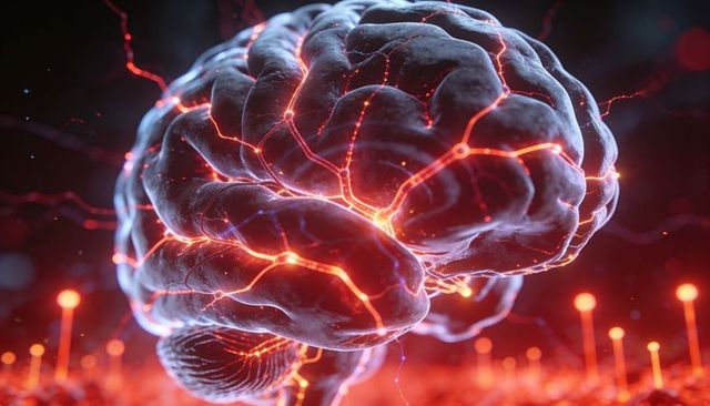 Neon Neural Network Brain Tracing Luminous Synapses and Futuristic Circuit Pathways