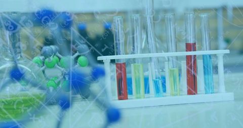 Chemistry Lab Setup with Overlay of Scientific and Mathematical Formulae - Download Free Stock Images Pikwizard.com