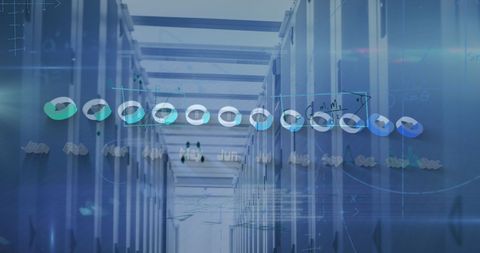 Digital Finance Analytics Overlaying Data Center Racks - Download Free Stock Images Pikwizard.com
