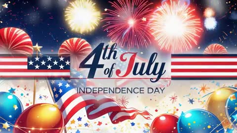 Vibrant 4th of July Celebration with Fireworks and Flags