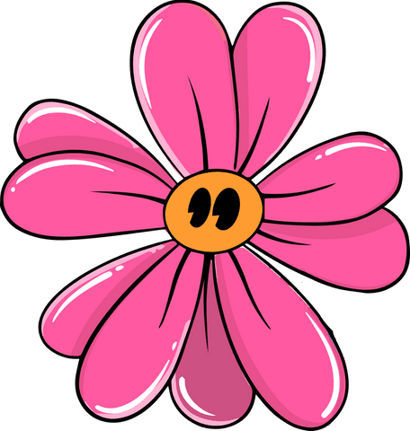 whimsical cartoon pink flower with glossy quote mark center on transparent background - Download Free Stock Videos Pikwizard.com