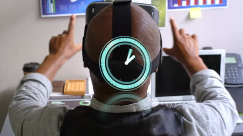 African American Businessman Engaged with Innovative VR Interface