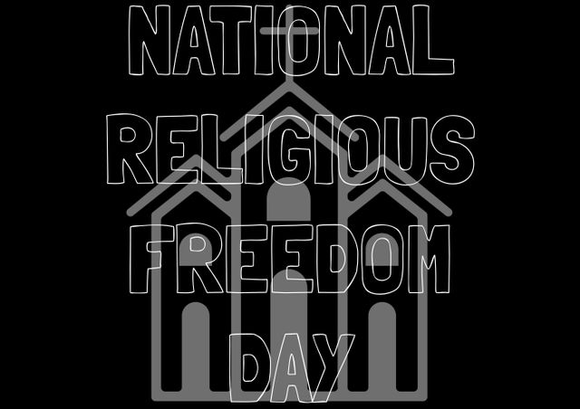 National religious freedom day over church against black background. text, christianity, communication, god and religion concept.
