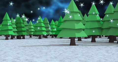 Festive winter wonderland with falling stars night scene