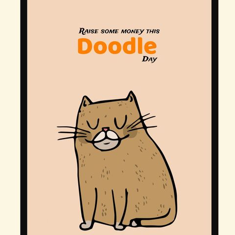 brown cat illustration for doodle day fundraising awareness - Download Free Stock Templates Pikwizard.com