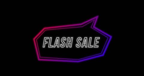 Flash Sale in Retro Neon Style Against Black Background - Download Free Stock Images Pikwizard.com
