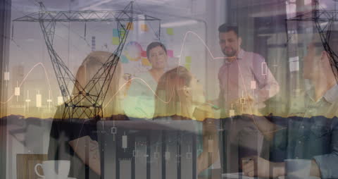 Analysis Meeting Amidst Financial Data Silhouettes