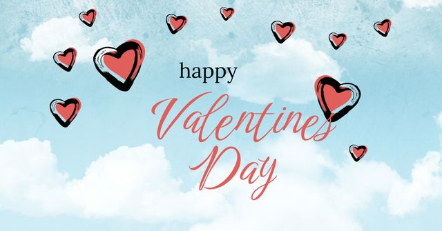 Hearts and Valentine's Greeting with Sky Background - Download Free Stock Templates Pikwizard.com