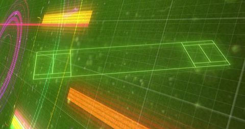 Futuristic data grid with neon digital interface