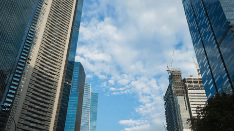 Transparent City Skyscrapers with Clear Blue Sky - Download Free Stock Videos Pikwizard.com