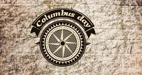 Columbus Day Celebration Graphic with Compass Design