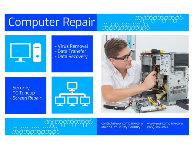 Professional IT Support and Computer Repair Services Promotional Template - Download Free Stock Templates Pikwizard.com