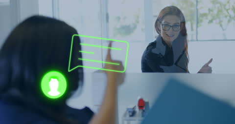 Team Collaboration with Virtual Communication in Modern Office