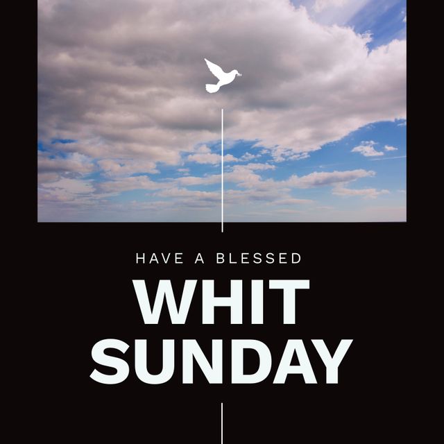 Whit Sunday Blessing with Dove Silhouette and Cloudy Sky - Download Free Stock Templates Pikwizard.com