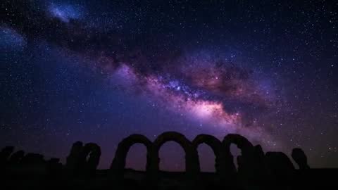Milky Way Illuminating Antique Stone Arch Structures