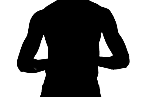 Transparent midsection silhouette of athlete in strong pose