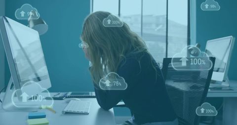 Businesswoman Interactive Cloud Computing Display - Download Free Stock Images Pikwizard.com
