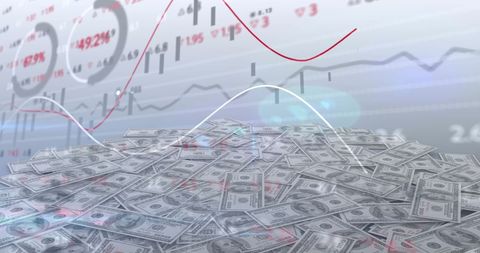 Digital Data Overlay on Stack of US Dollar Bills - Download Free Stock Images Pikwizard.com