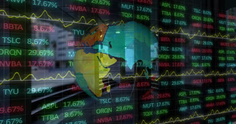 Global Stock Market Animation with Financial Data Overlay
