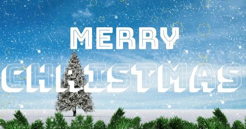 Festive Merry Christmas Banner with Snowy Scene