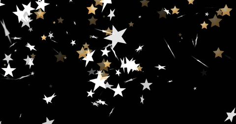 Glittery Stars Falling on Black Background for Celebratory Design