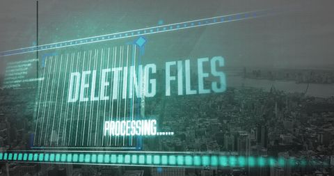 Digital Data Deletion and Processing Over Cityscape - Download Free Stock Images Pikwizard.com