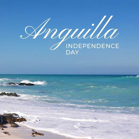 Serene Beach with Anguilla Independence Day Text Overlay - Download Free Stock Templates Pikwizard.com