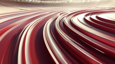 Futuristic Flowing Red and White Abstract Ribbons