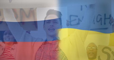 Ukraine and Russia Conflict Representation with Diverse Protesters - Download Free Stock Images Pikwizard.com