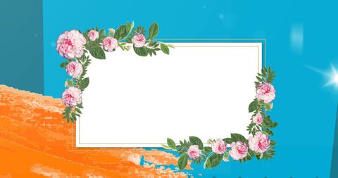 Elegant Floral Frame with Vibrant Background