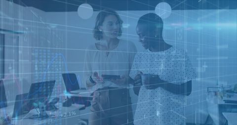 Diverse Business Team Collaborating on Financial Data in Modern Office