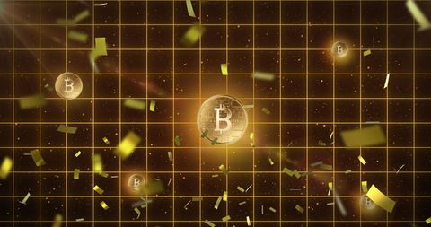 Celebration of Bitcoin Success: Confetti Falling on Digital Cryptocurrency - Download Free Stock Images Pikwizard.com