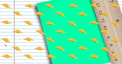 Colorful School Supplies and Paper Airplanes on Desk - Download Free Stock Images Pikwizard.com