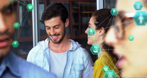 Businesspeople Networking with Digital Technology Overlays