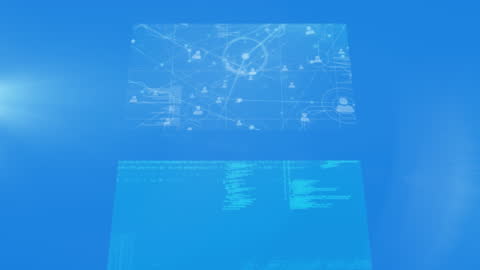 Abstract Digital Data Visualization on Blue Background